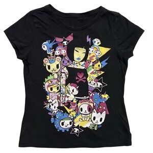 Graphic Tee Women Small Black Excellent Anime Kawaii Shirt